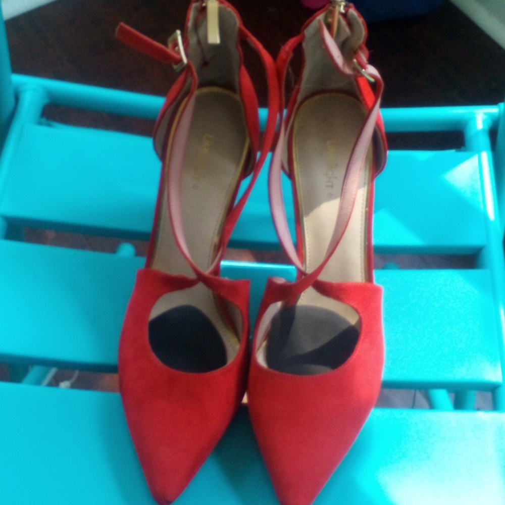 Orange suede pumps us11